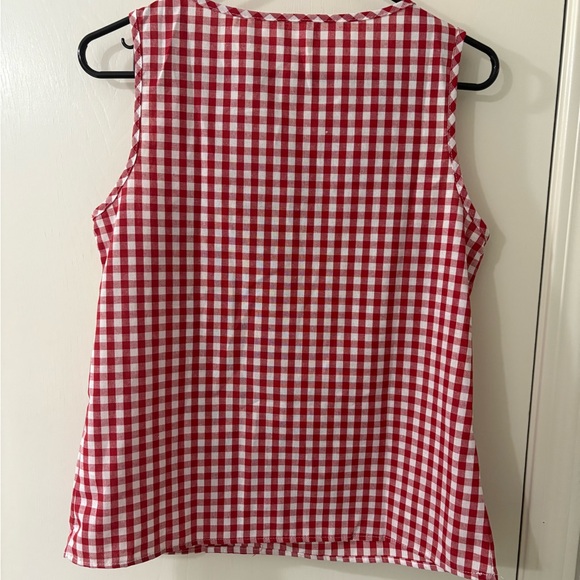 Red and White Gingham Sleeveless Top - Picture 2 of 4